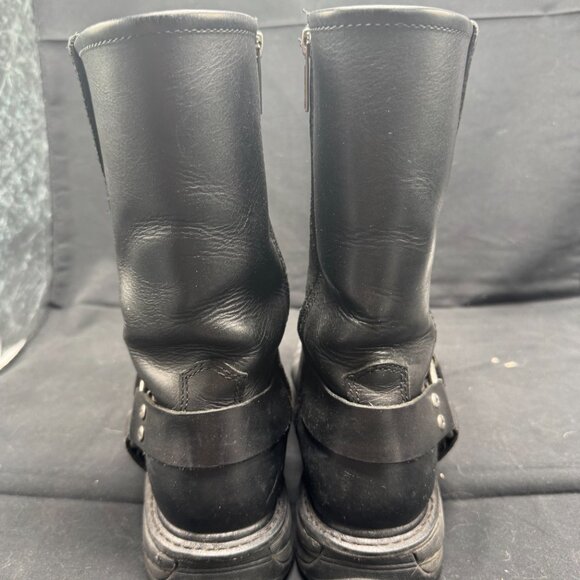 Vintage Men\'s Black Harley Davidson Leather Biker Boots Model 96015 Size 7.5 main image 4